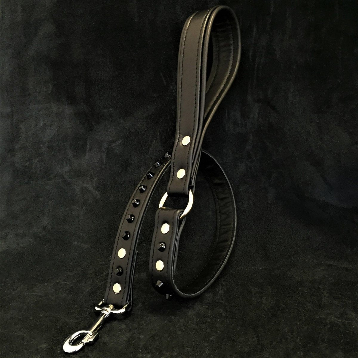 Black studded leash - LeashLux Pet Co