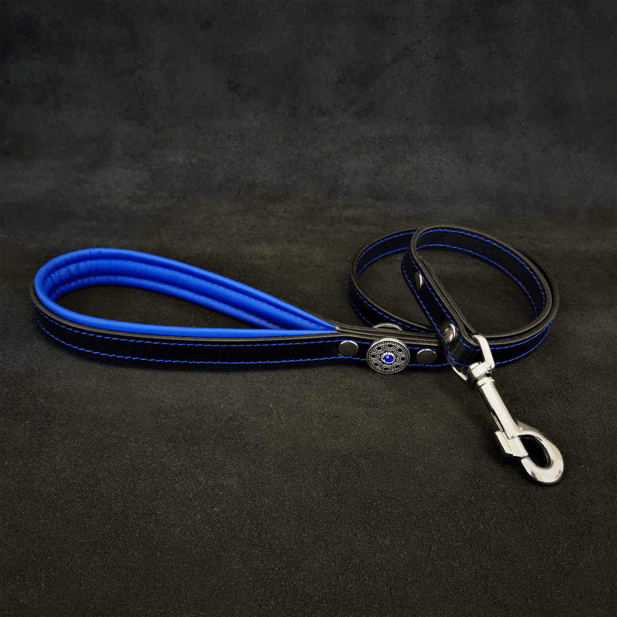 ''Bijou'' leather lead blue - LeashLux Pet Co