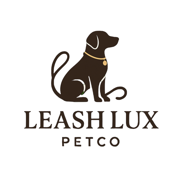 Leash Lux Petco logo with a black dog silhouette on a green background
